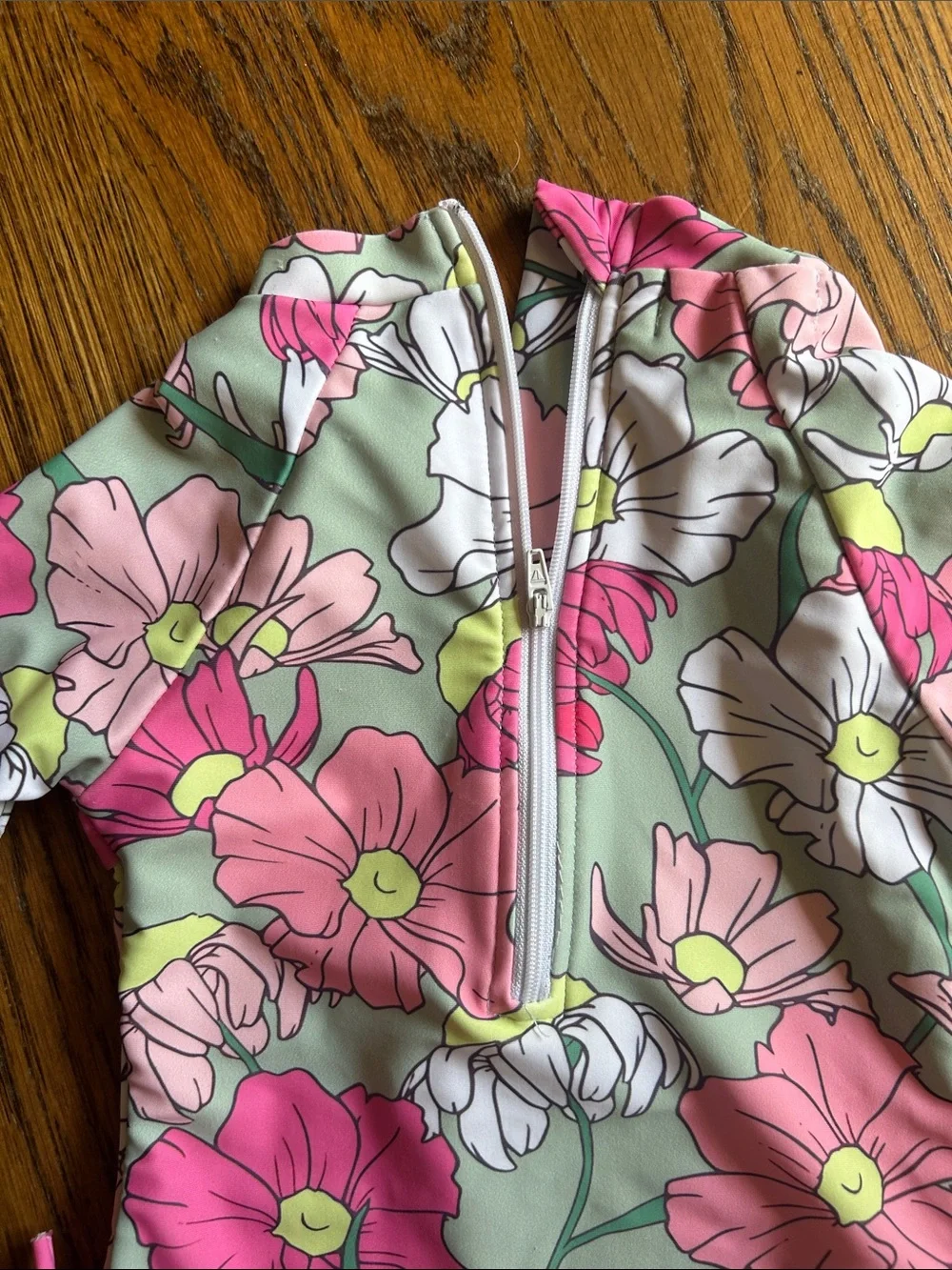 Long-Sleeve Floral Kids Rashguard Swimsuit - Pink & Mint